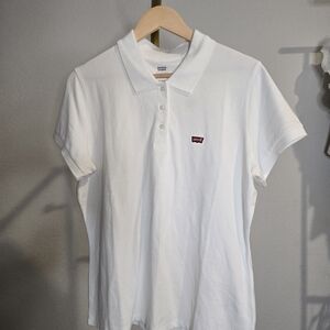 Levi's White Polo Shirt with Red Logo